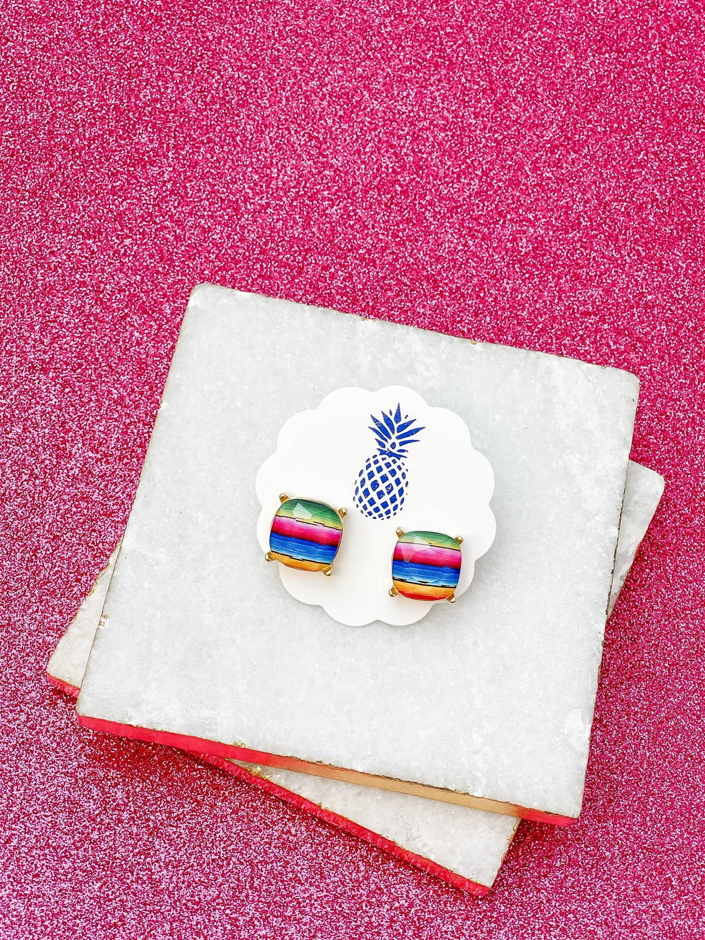 Serape Stripe Printed Stud Earrings