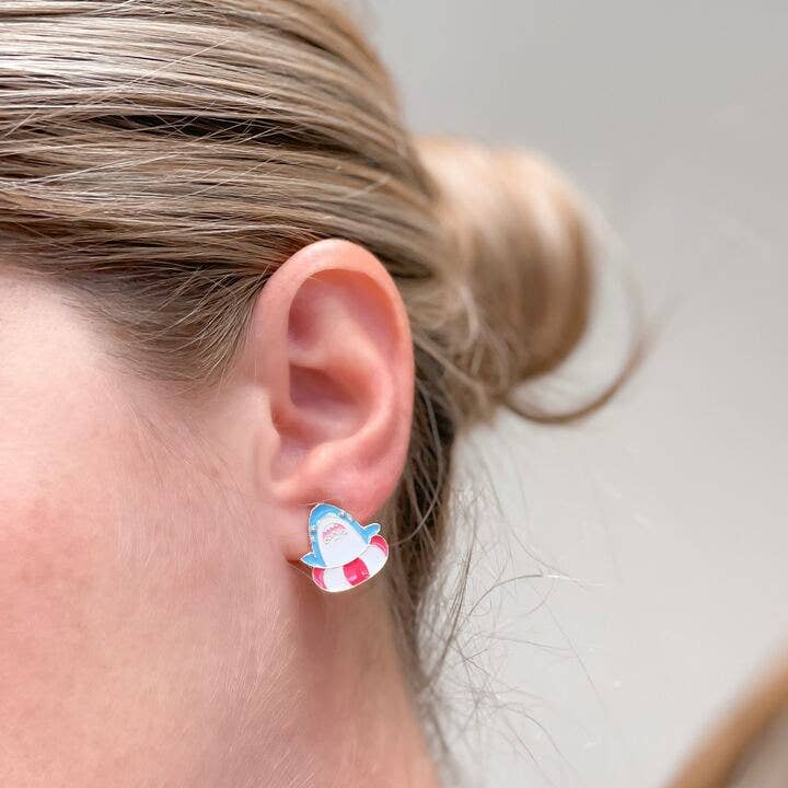 Shark Floatie Enamel Stud Earrings