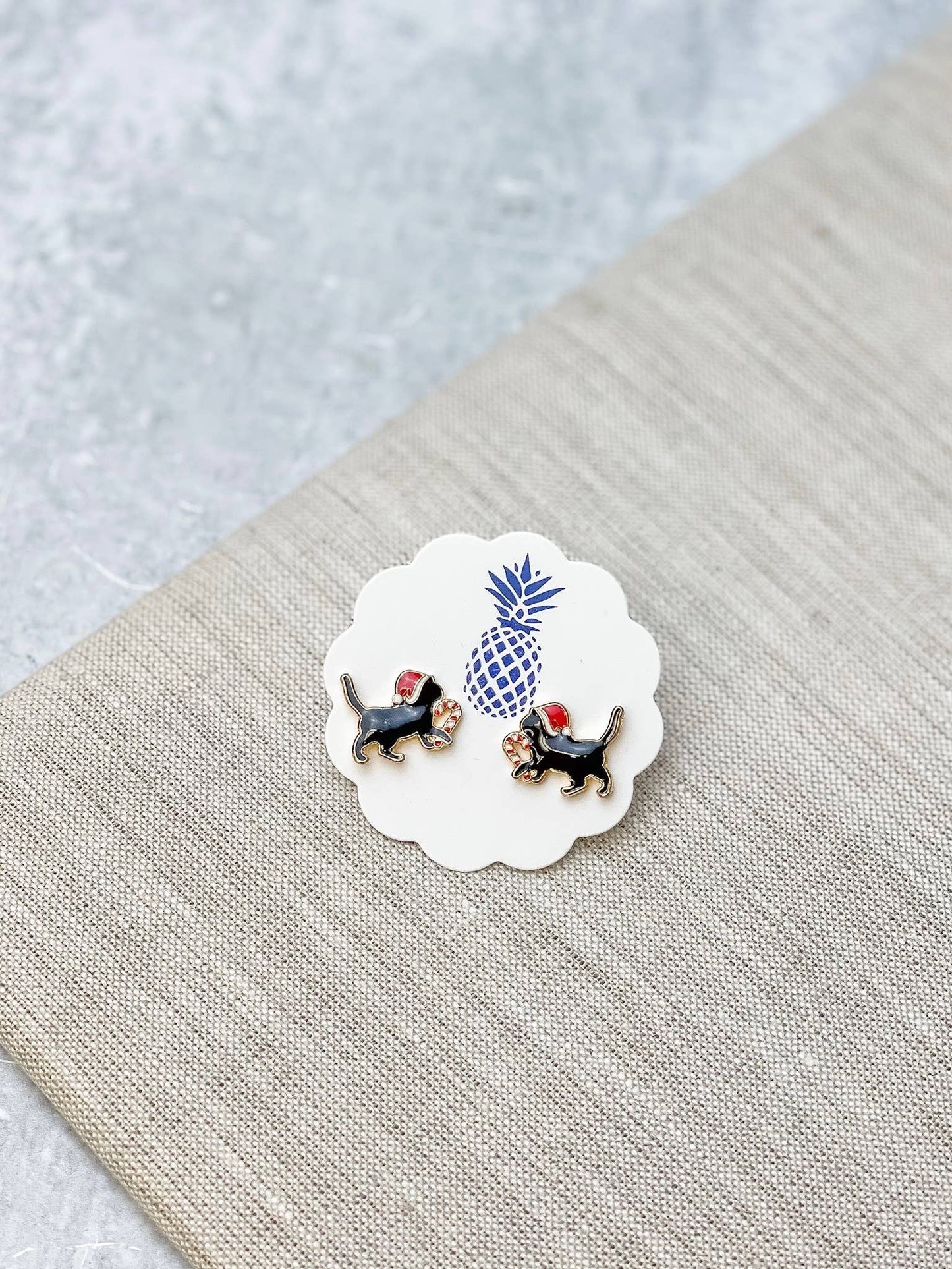 Christmas Cat Signature Enamel Stud Earrings