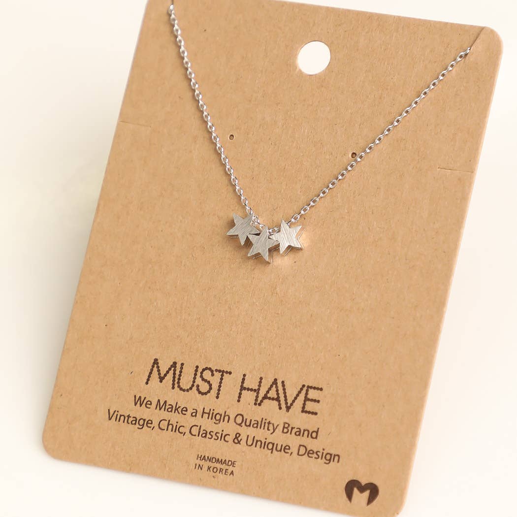 Mini Triple Star Charm Necklace