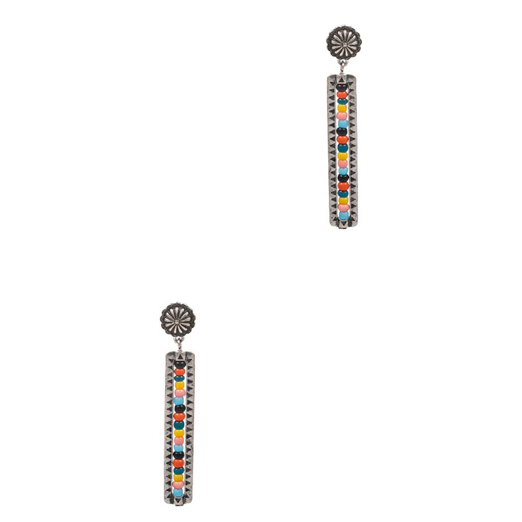 Bar Shaped Seed Bead Post Earrings